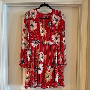 Express Floral Midi Dress in Red (Size M)